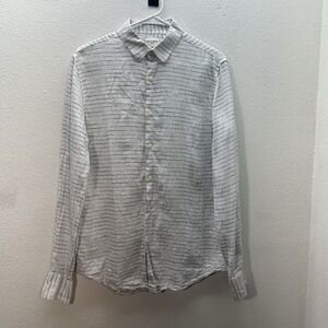 Baird McNutt Murano Slim Fit Plaid Button Down Shirt Mens Size M Blue White